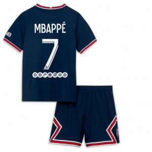 Jalkapallo Pelipaidat/Peliasut Paris Saint Germain Kylian Mbappe 7 maillot de foot Lasten 2021 22 – Lyhythihainen（Sisältää Shortsit）